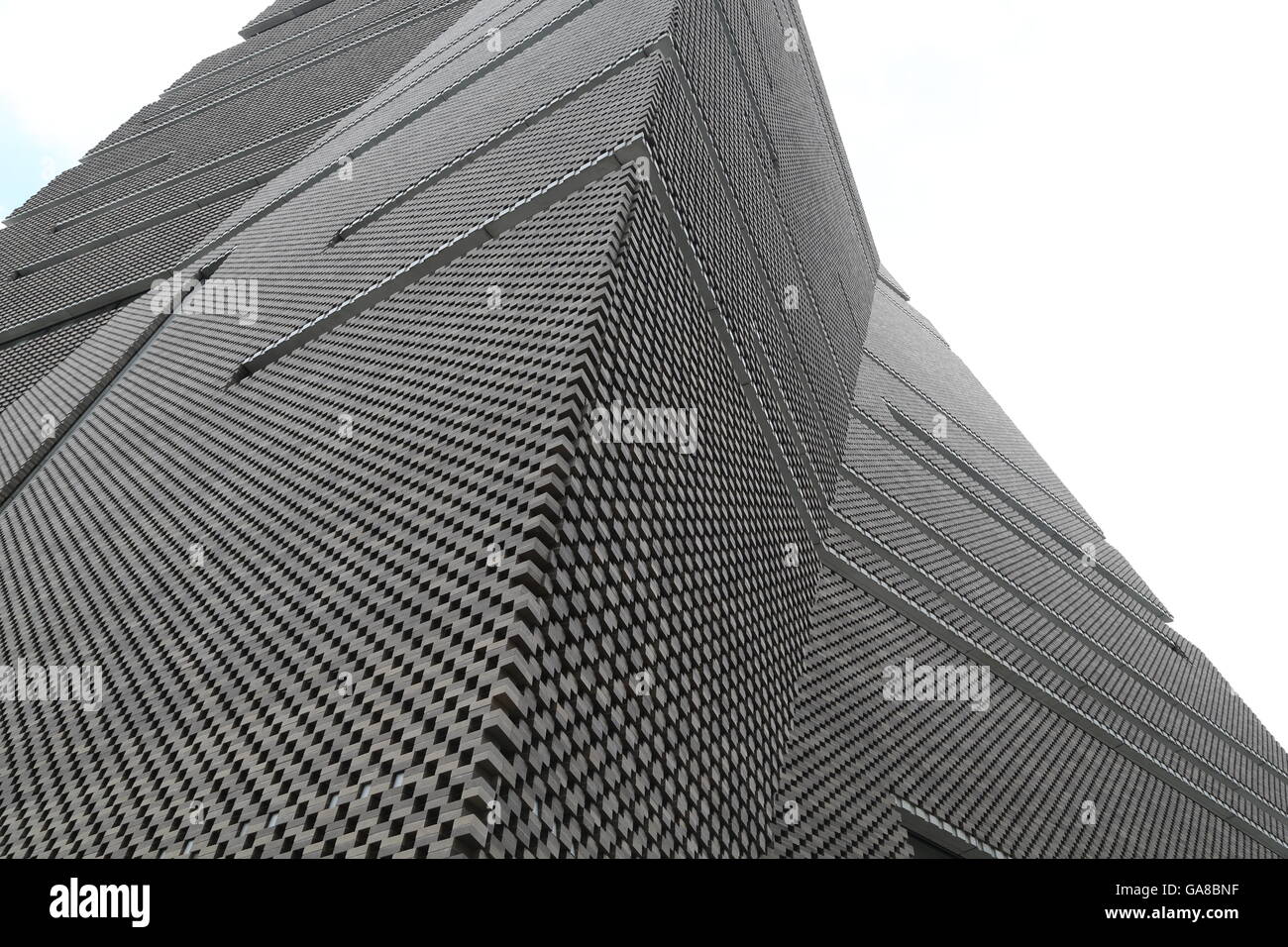Sharp lines and angles define the design of the new wing of Tate Modern in London. Stock Photo
