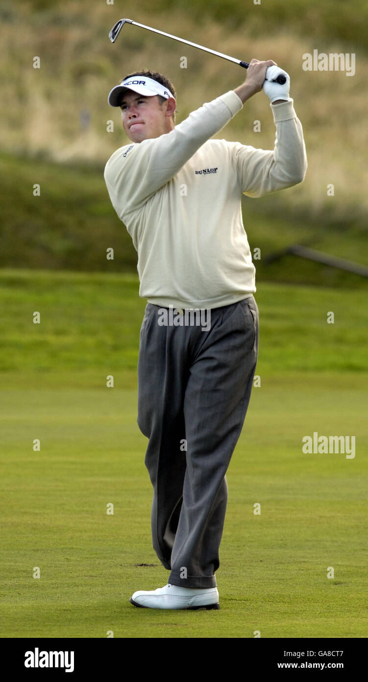 Golf - Johnnie Walker Championship - Day Two - Gleneagles Hotel. England's Lee Westwood on the 12th hole during the Johnnie Walker Championship at Gleneagles Hotel, Perthshire, Scotland. Stock Photo