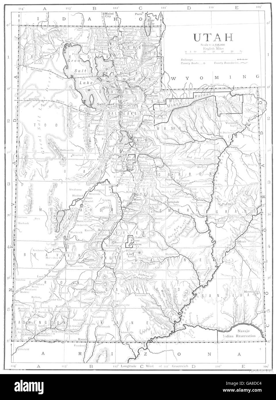 UTAH: Utah, 1910 antique map Stock Photo