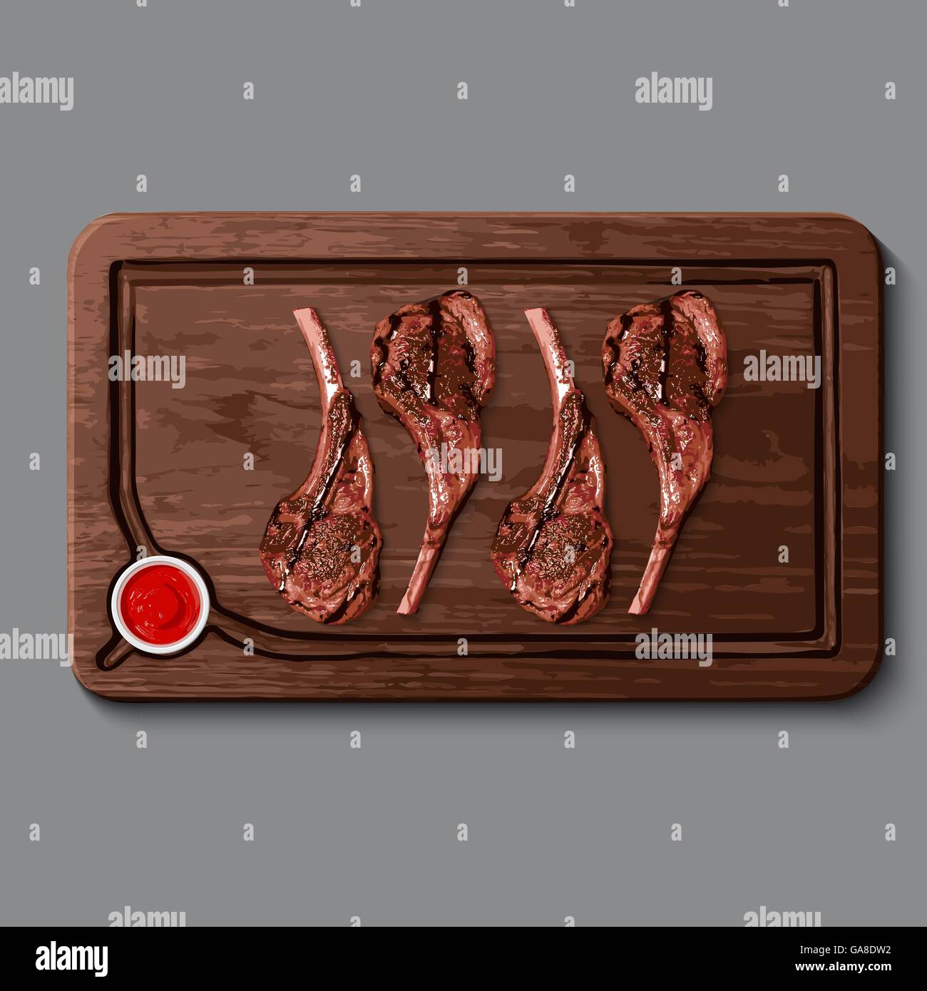 Realistic wooden cutting board, meat Stock Vector Image & Art Alamy
