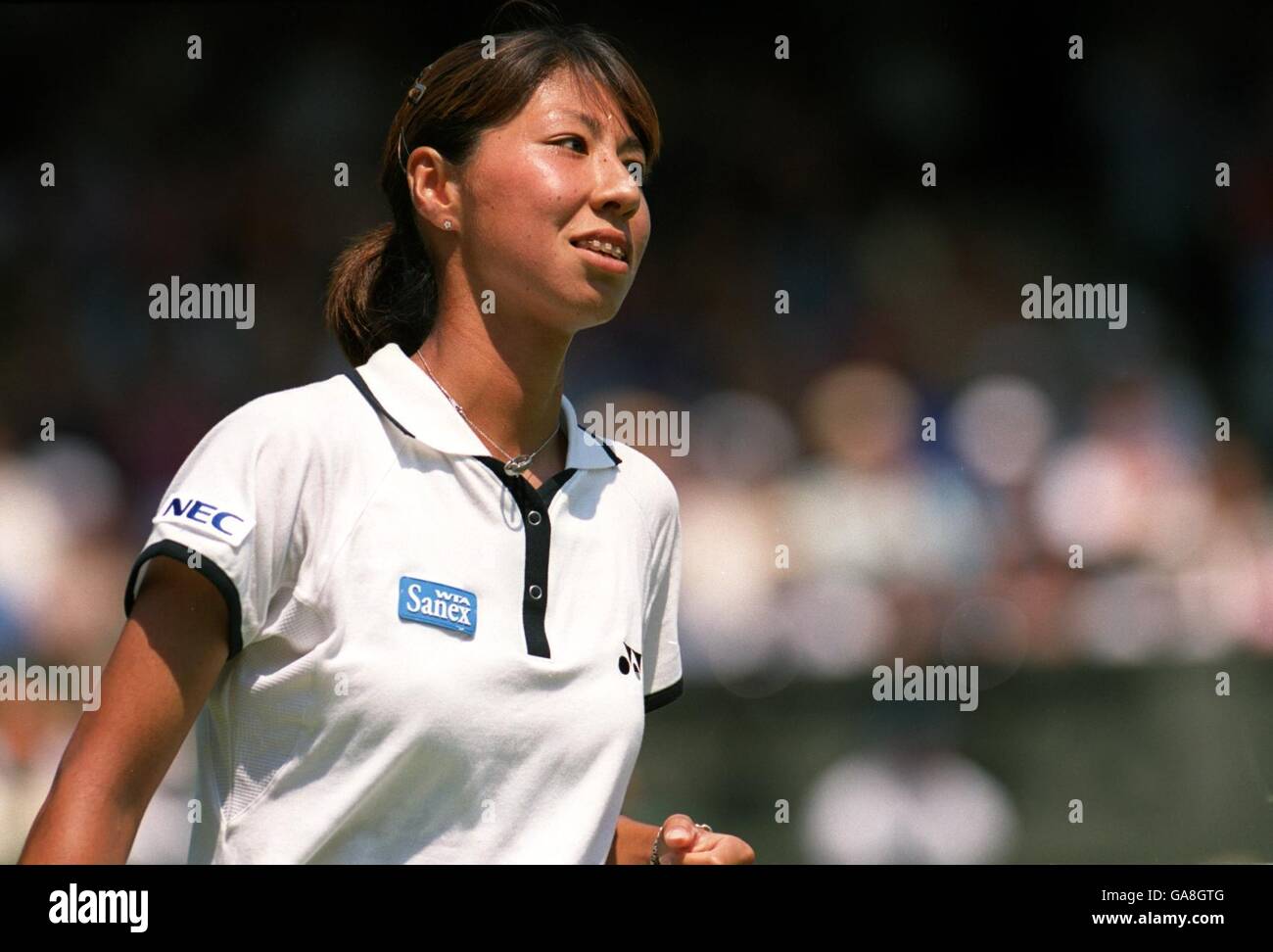 Tennis - Wimbledon Championships - First Round. Shinobu Asagoe during her match with Venus Williams Stock Photo