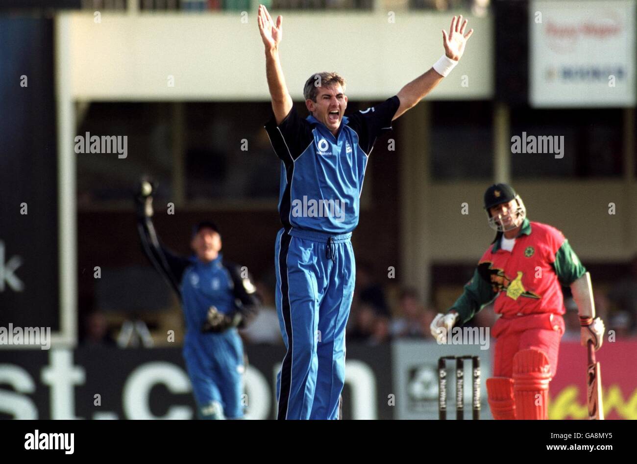 Cricket - The Natwest Series - England v Zimbabwe. England's Andy Caddick appeals for a wicket Stock Photo