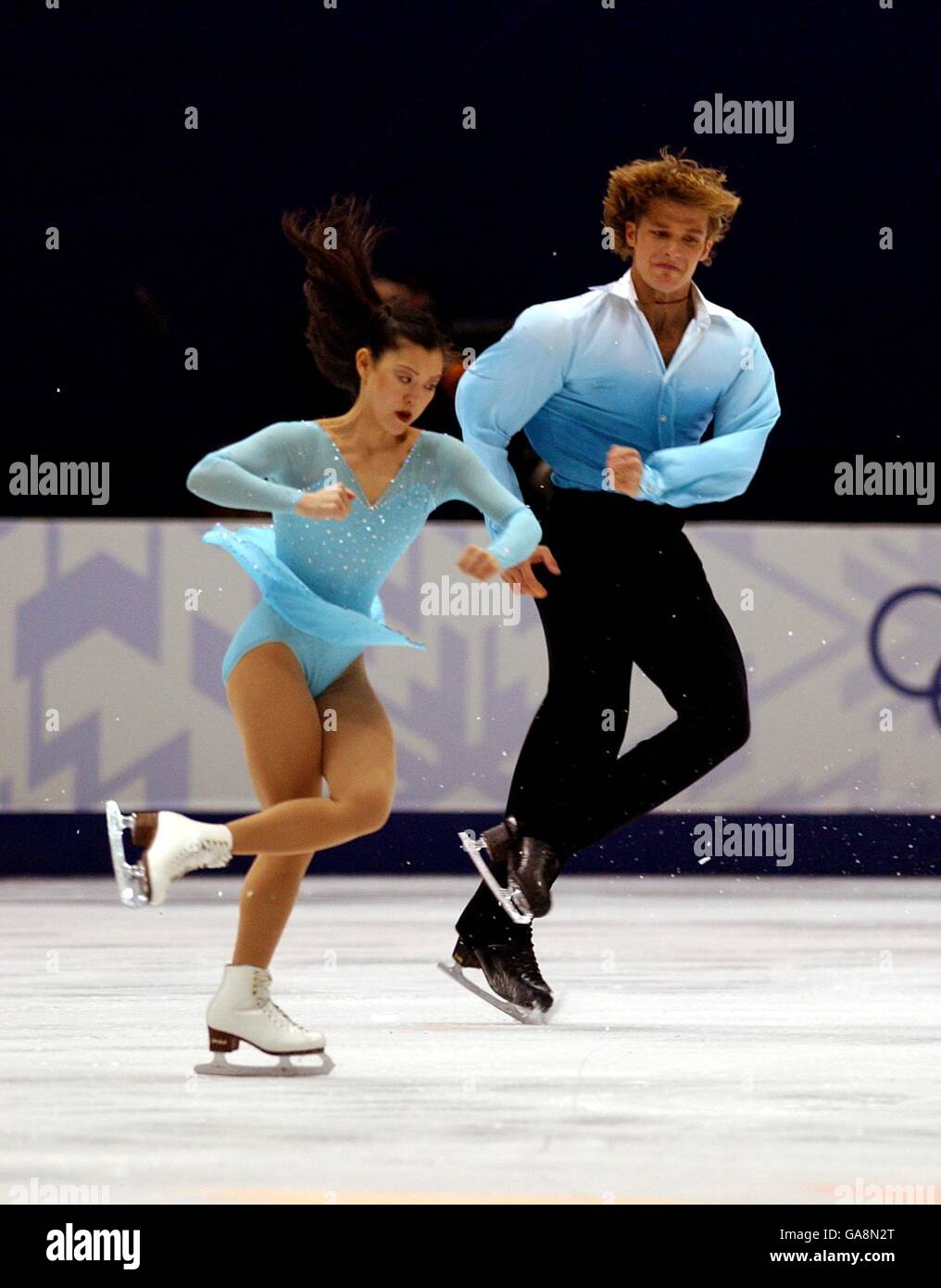 Winter Olympics - Salt Lake City 2002 - Figure Skating - Pairs Free Programme. USA's Kyoko Ina and partner John Zimmerman in action in the pairs free programme Stock Photo