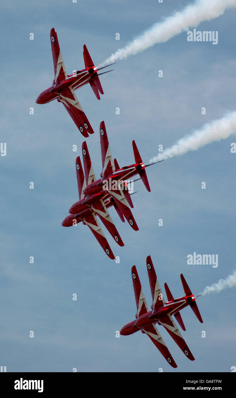 Air Show, RAF Waddington. The Red Arrows aerobatic display at RAF Waddington Stock Photo