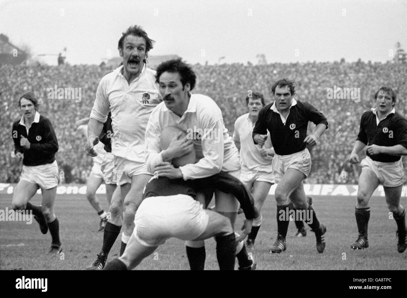 Rugby union five nations championship scotland Black and White Stock
