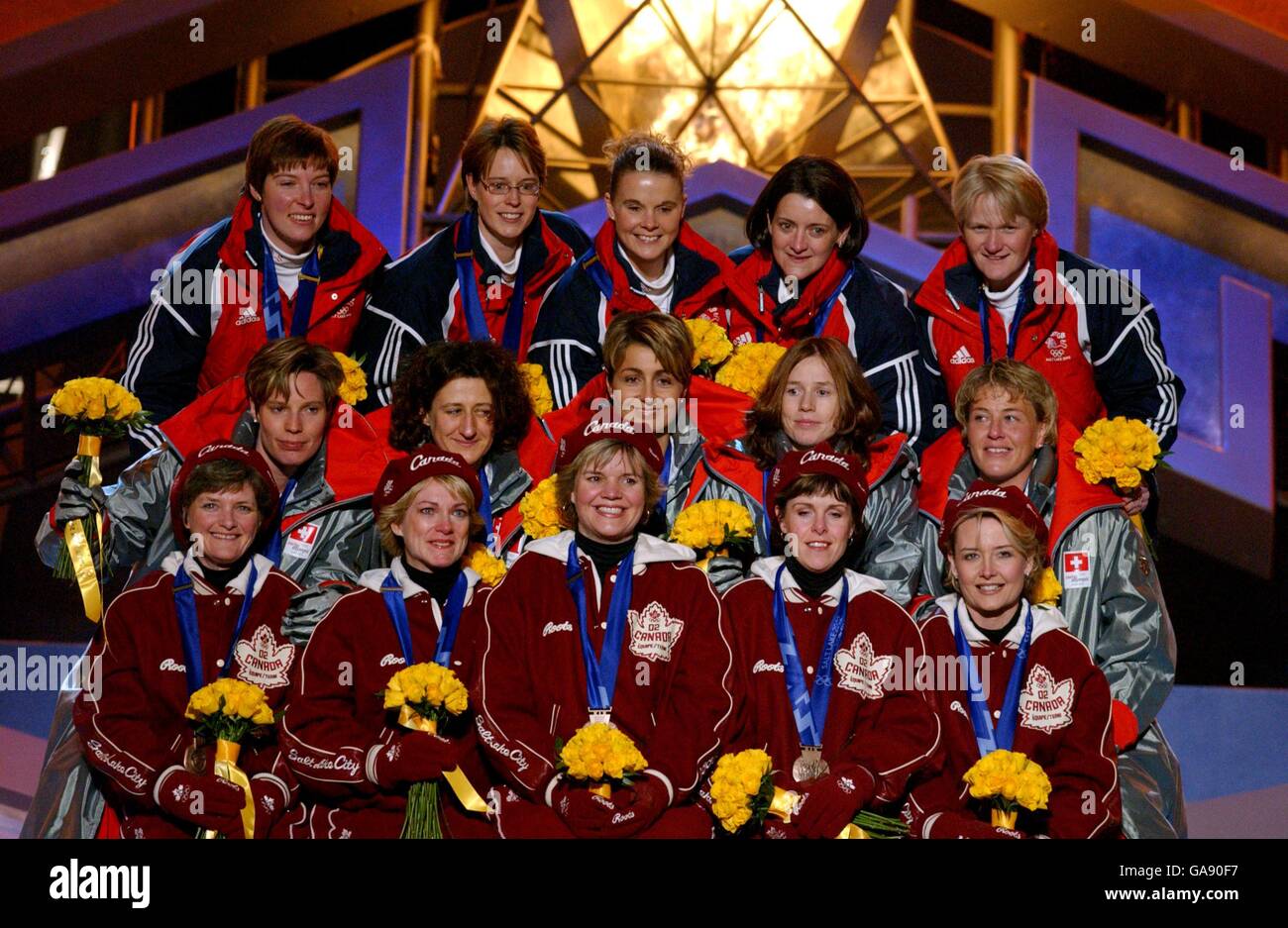 Winter Olympics - Salt Lake City 2002 - Medal Ceremony - Stock Photo
