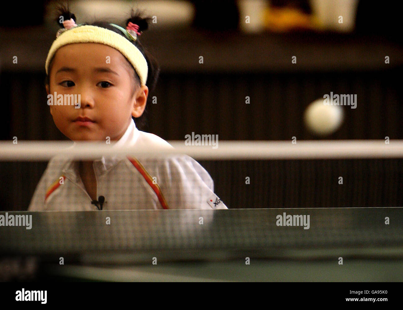 Japanese Table Tennis prodigy Mima Ito, 6, during a game against