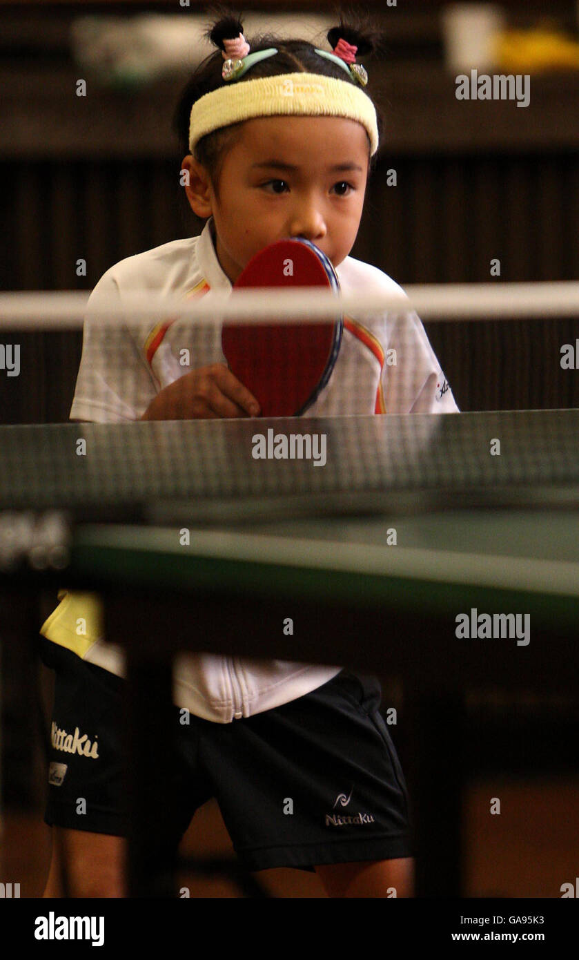 Japanese Table Tennis prodigy Mima Ito, 6, during a game against