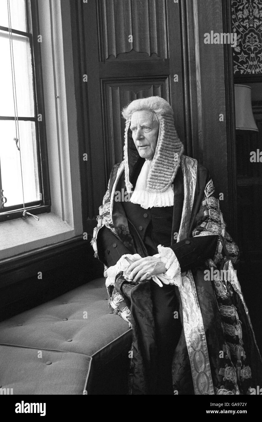 The new Lord Chancellor, Lord Havers of Edmunsbury, 64, who was introduced in the House of Lords on June 22 1987. Sir Michael succeeds Lord Hailsham Stock Photo