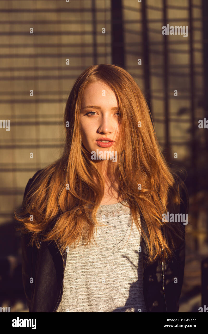 Portrait of a beautiful redhead girl Stock Photo - Alamy