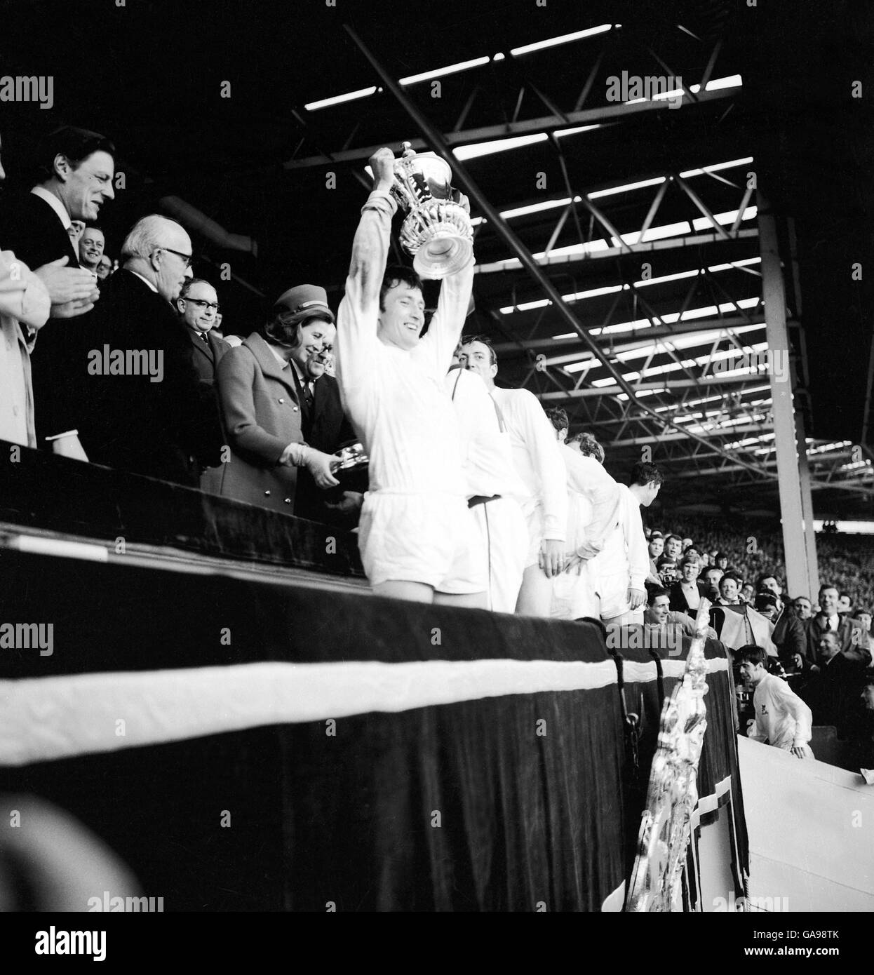 West Bromwich Albion captain Graham Williams lifts the FA Cup following his team's 1-0 victory Stock Photo