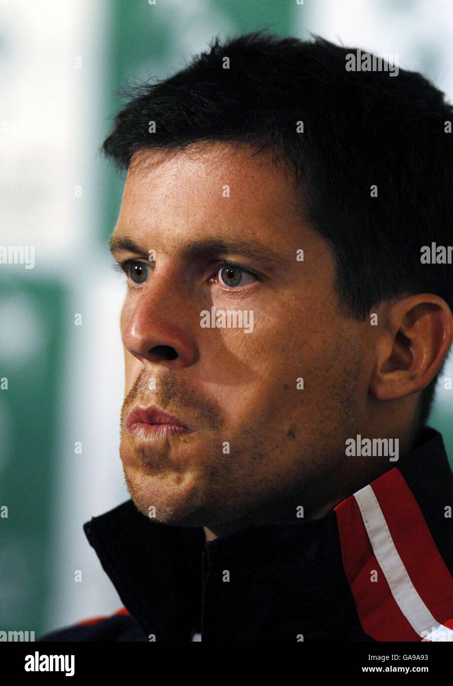 Great Britain's Tim Henman during a press conference at Wimbledon, London. Stock Photo