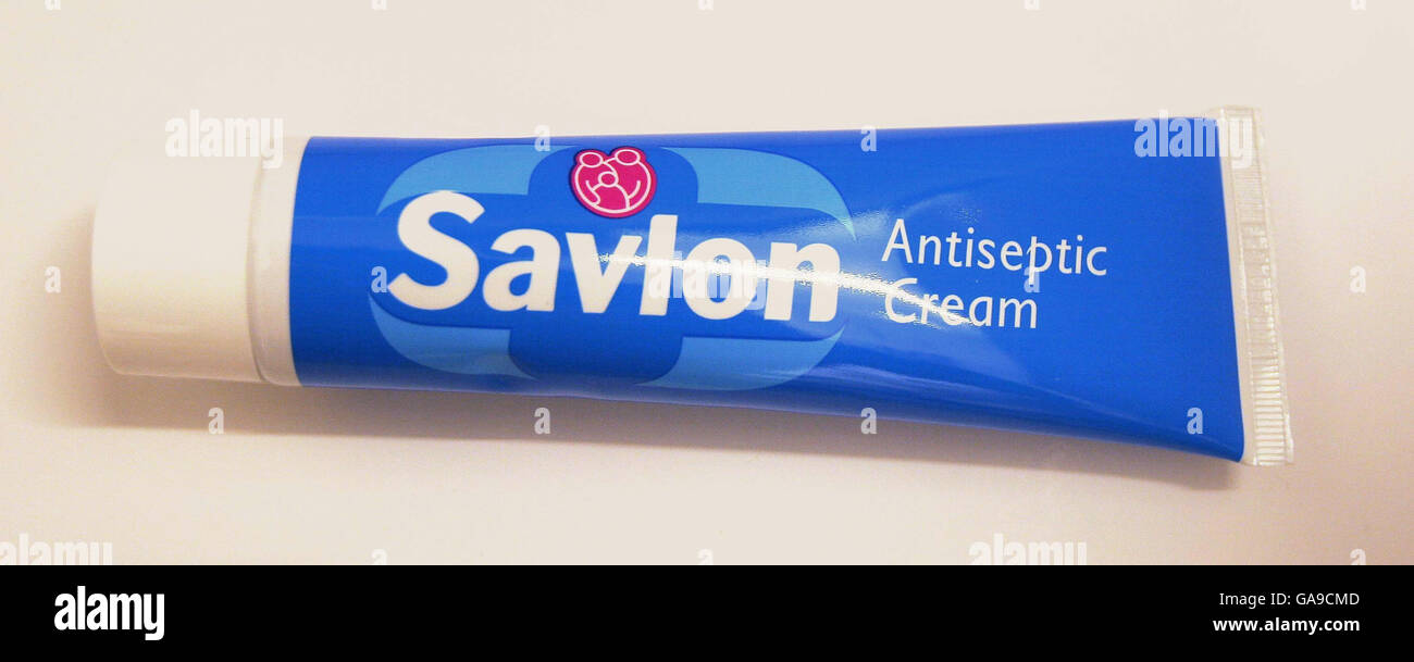 Savlon withdrawn after contamination claim. A tube of Savlon antiseptic cream. Stock Photo