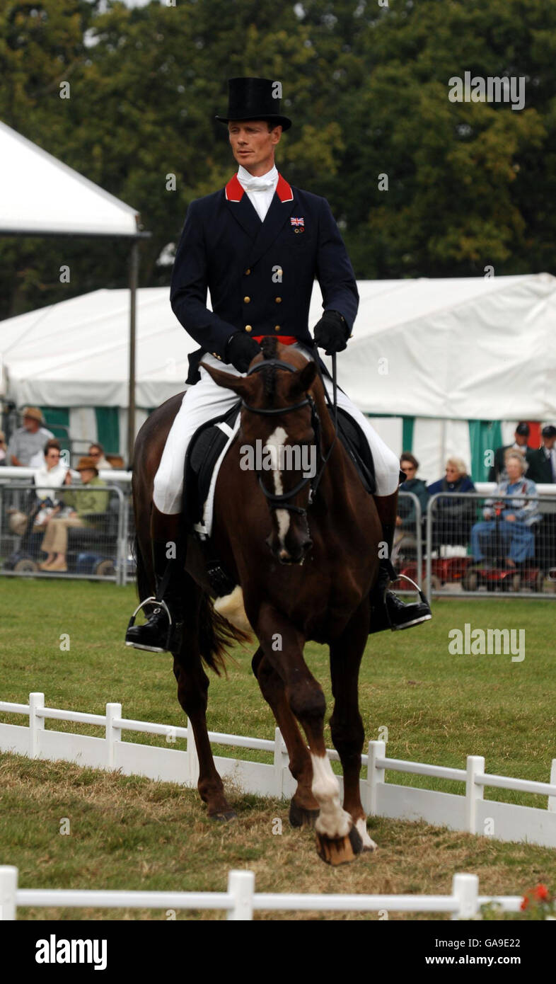 Great Britain's William Fox-Pitt on Ballincoola during the dressage event at The Land Rover Burghley Horse Trials at Stamford, Lincolnshire. Stock Photo