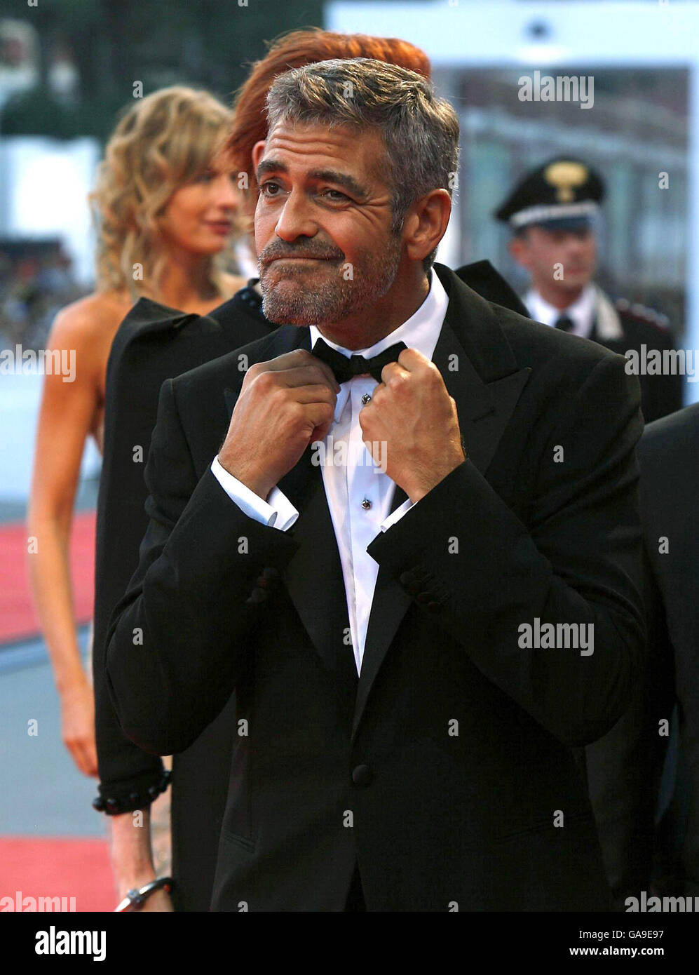 George Clooney arrives for the premiere of his film 'Michael Clayton', during the Venice Film Festival in Venice, Italy. Stock Photo