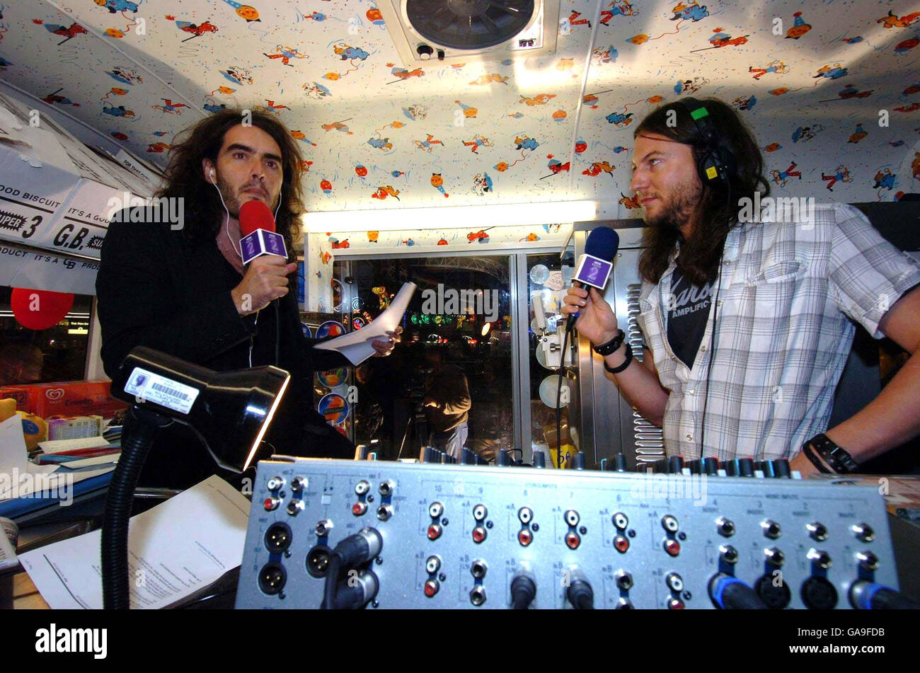 Russell Brand Performs Radio Show in an Ice Cream Van - Blackpool Stock  Photo - Alamy