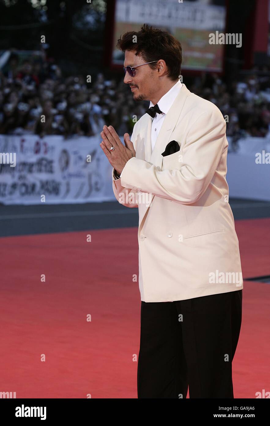 Johnny Depp arrives for the premiere of 'The Nightmare Before Christmas 3-D', at the Venice Film Festival in Venice, Italy. Stock Photo