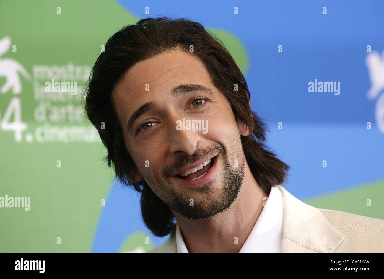 Adrien Brody during a photocall for the film 'The Darjeeling Limited', at the Venice Film Festival in Italy Stock Photo