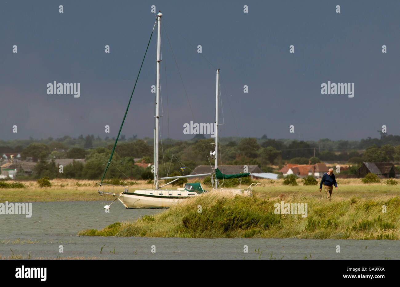 West Mersea, Essex, UK. 4th August, 2016. UK Weather looking across the Blackwater Estuary and