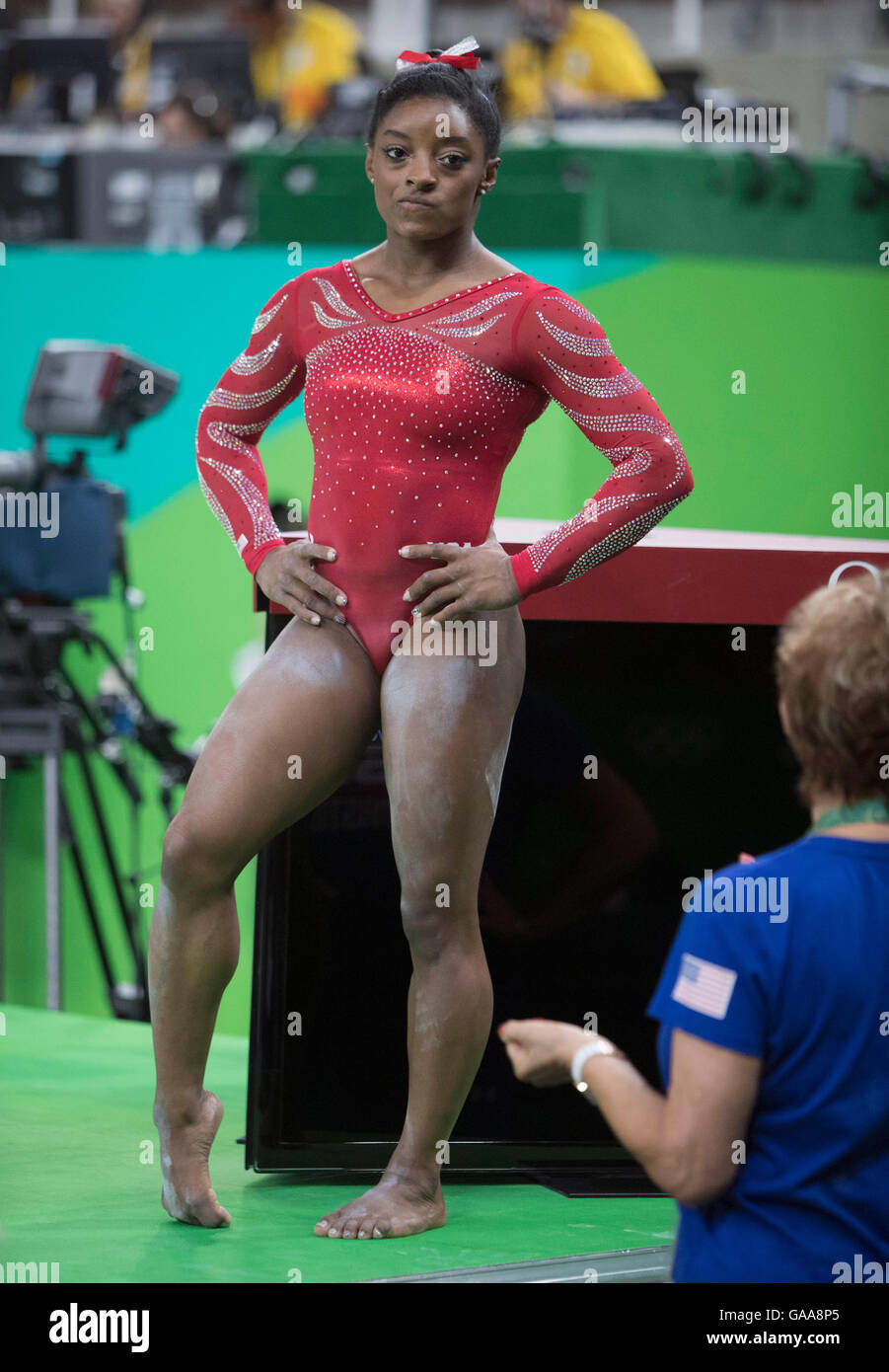 Rio De Janeiro Brazil 4th Aug 16 Team Usa Women S Gymnastics Simone Biles Usa Talks To Coach Ma Rta Ka Rolyi During A Training Session At The Rio Olympics Arena During The 16 Rio Rio De Janeiro Brazil 4th Aug 16 Team Usa Women S Gymnastics Simone Biles Usa Talks To Coach Ma Rta Ka Rolyi During A Training Session At The Rio Olympics Arena During The 16 Rio