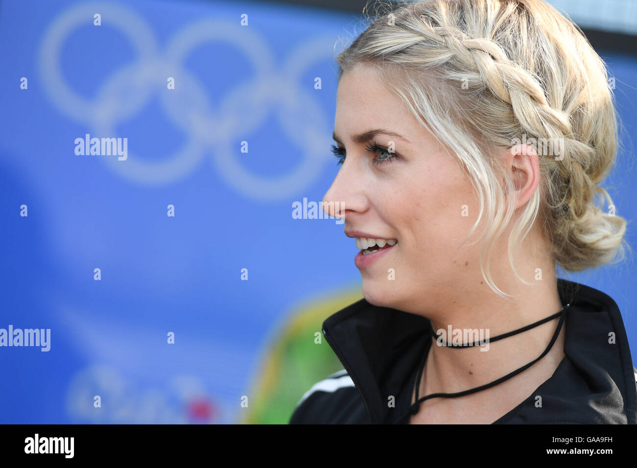 Rio De Janeiro Brazil 5th Aug 2016 Model Lena Gercke Of Germany Smiles During An Interview At Olympic Park Barra In Rio De Janeiro Brazil 5 August 2016 Rio 2016 Olympic Games
