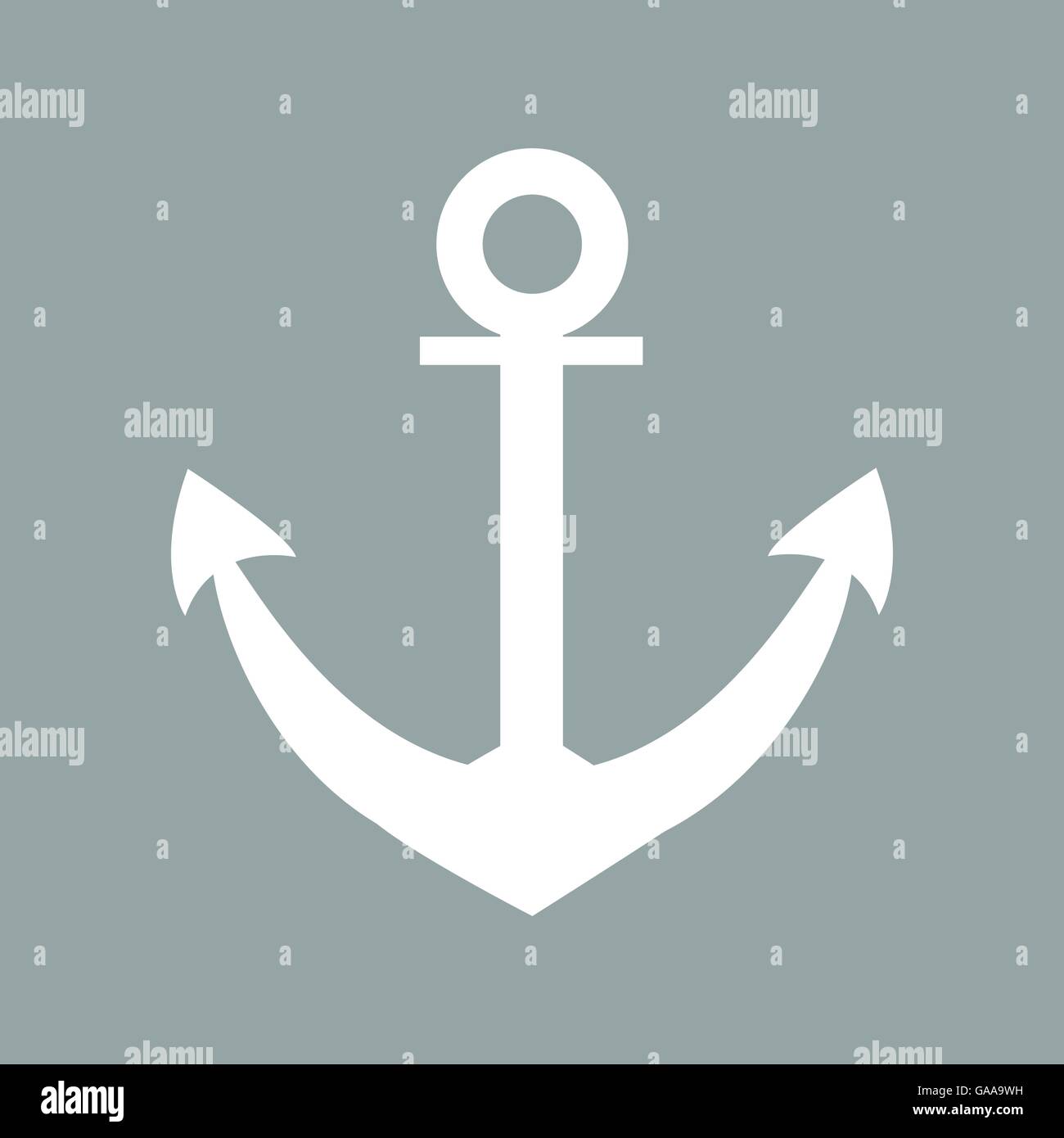 Stylized icon of anchor in white on a colored background Stock Vector ...