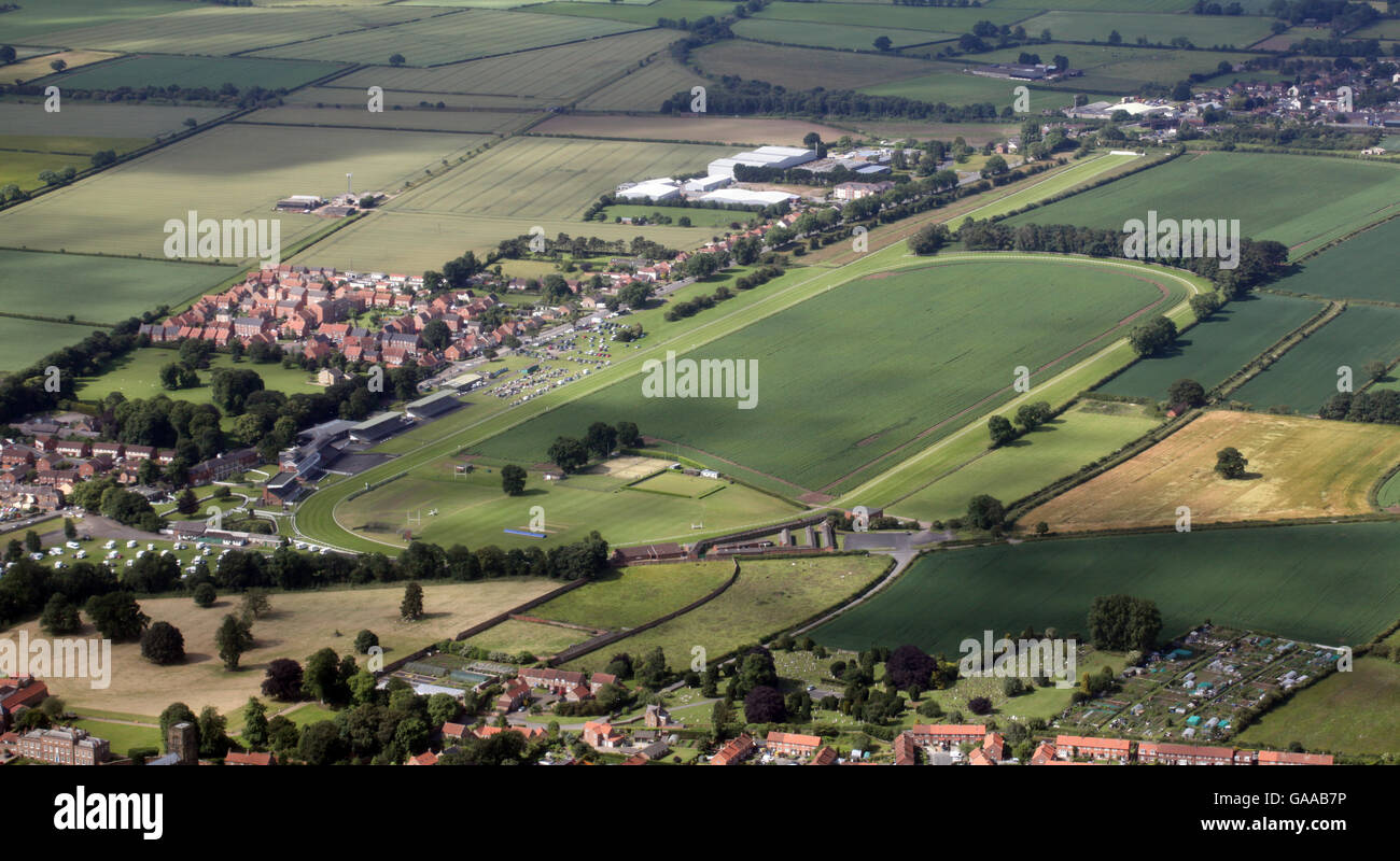 aerial view of Thirsk Racecourse, North Yorkshire, UK Stock Photo