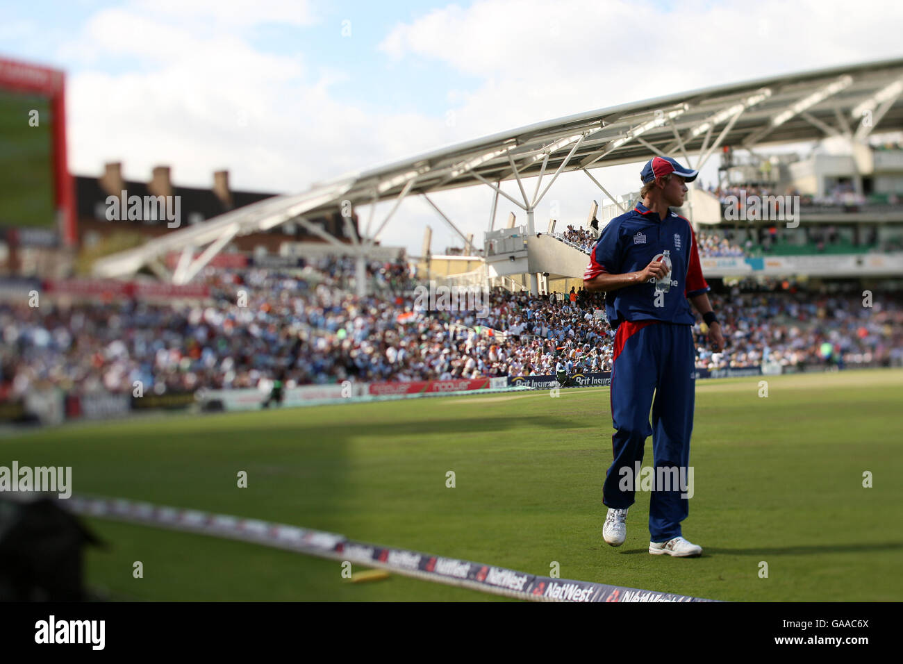 England's Stuart Broad fielding against India at the Brit Oval Stock ...