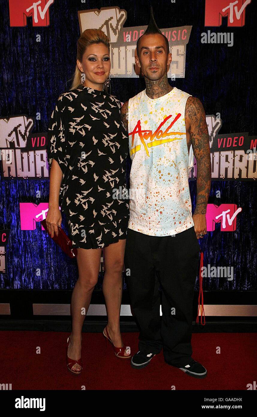 MTV Video Music Awards - Las Vegas - Arrivals. Shanna Moakler and Travis Barker arrive for the MTV Video Music Awards at Palms Casino Resort, Las Vegas. Stock Photo