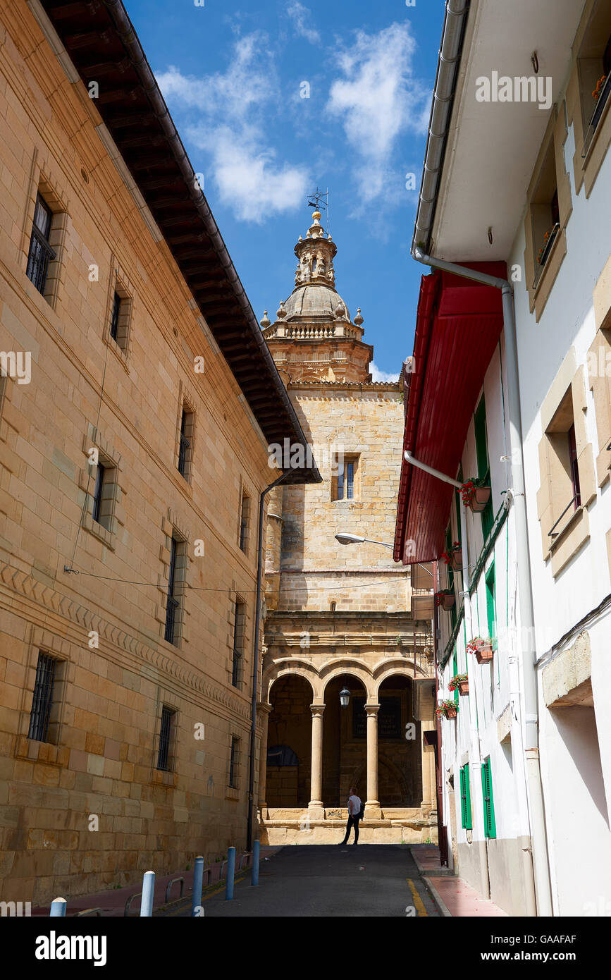 San Salvador Church, Usurbil, Guipuzcoa, Euskadi, Spain, Europe, Stock Photo