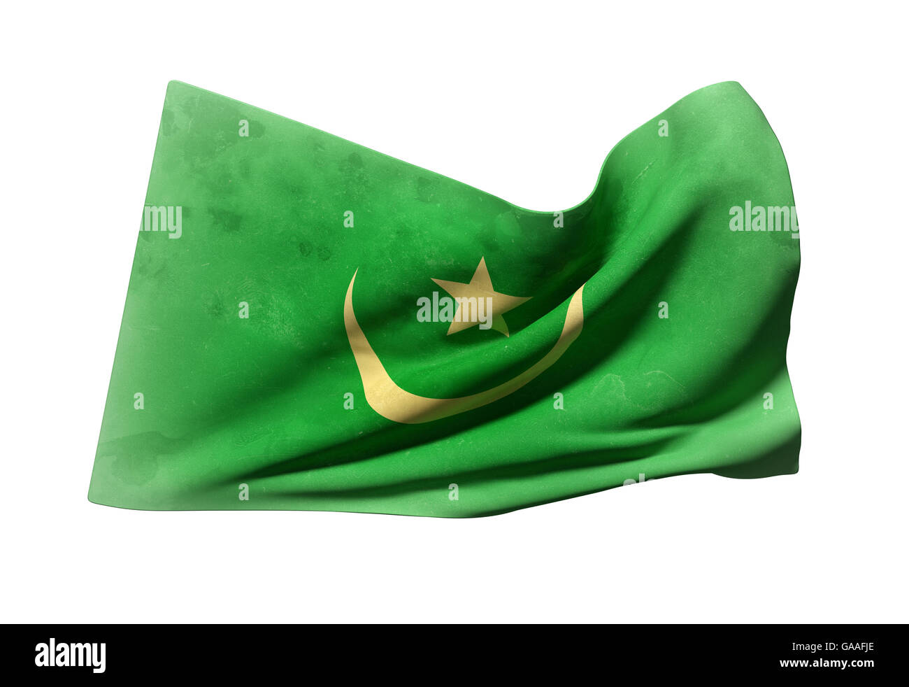 3d rendering of Mauritania flag waving on a white background Stock ...
