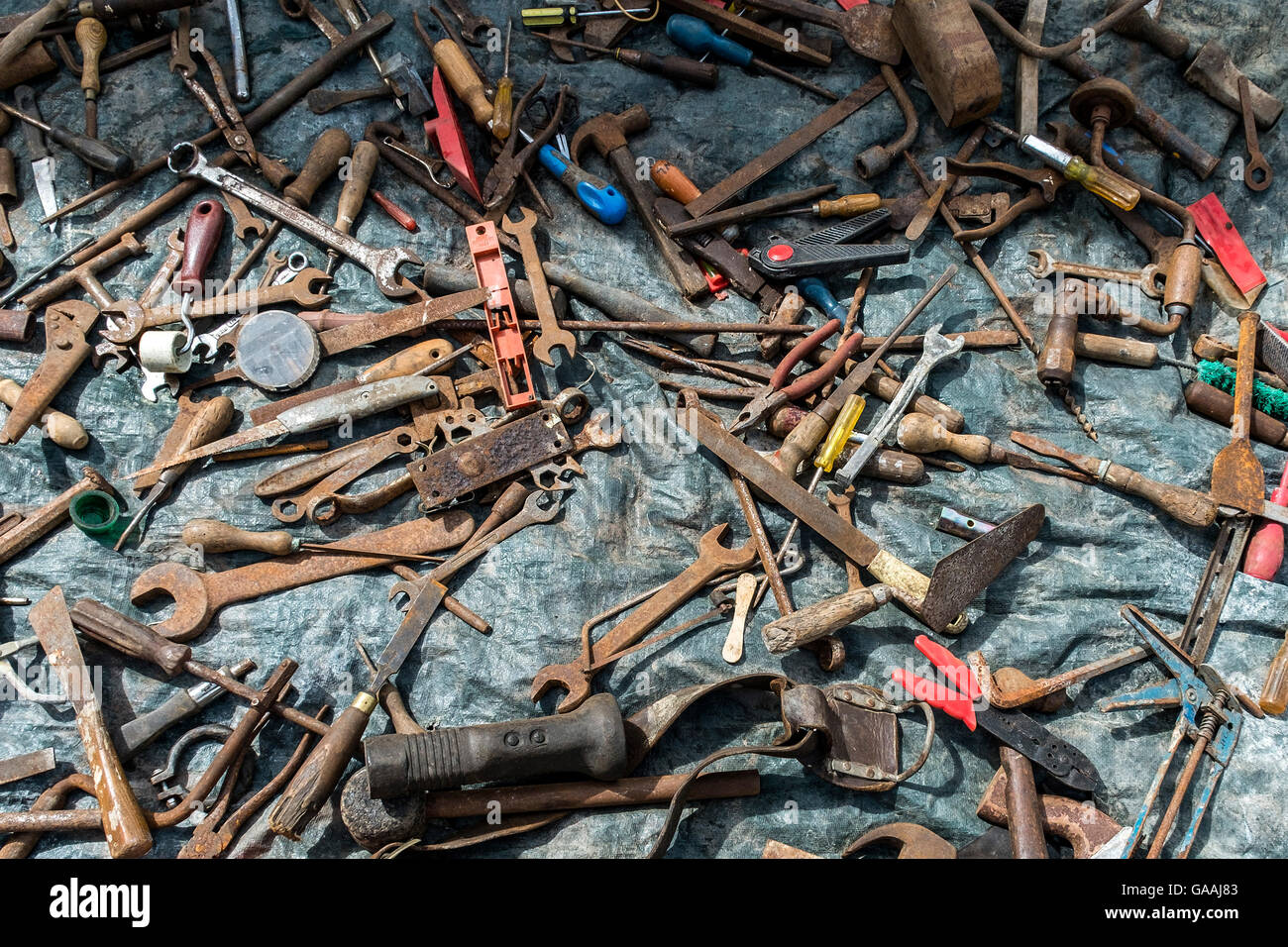 Rusty old hand tools. Stock Photo