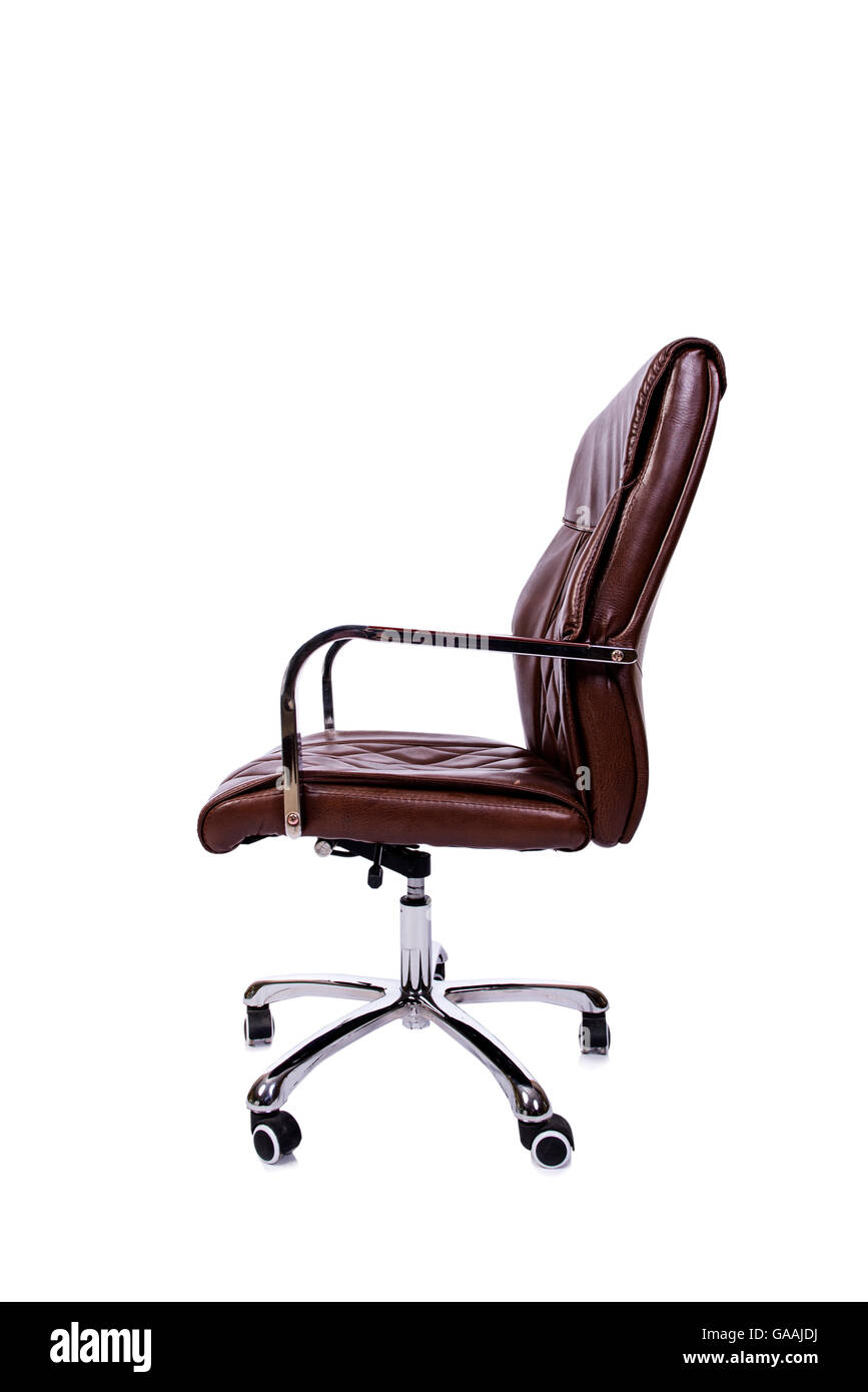 Brown leather office chair isolated on white Stock Photo Alamy
