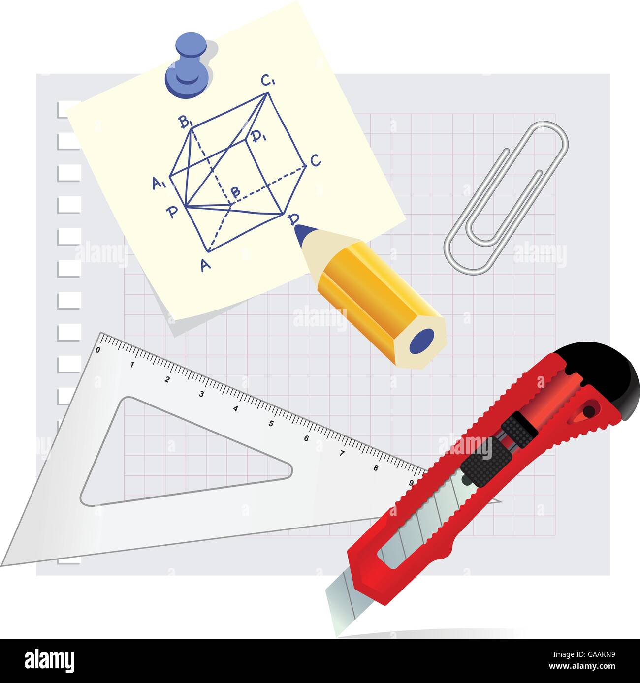 Set school supplies on the white background Stock Vector Image & Art ...