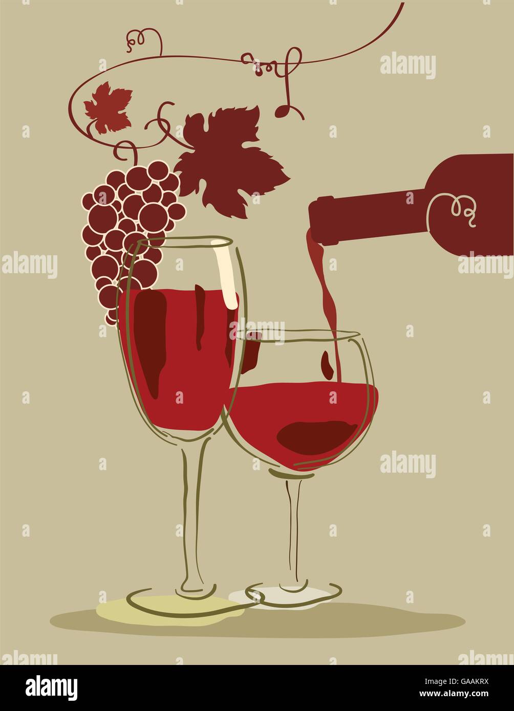 Bottle wine glass grapes Stock Vector Image & Art - Alamy