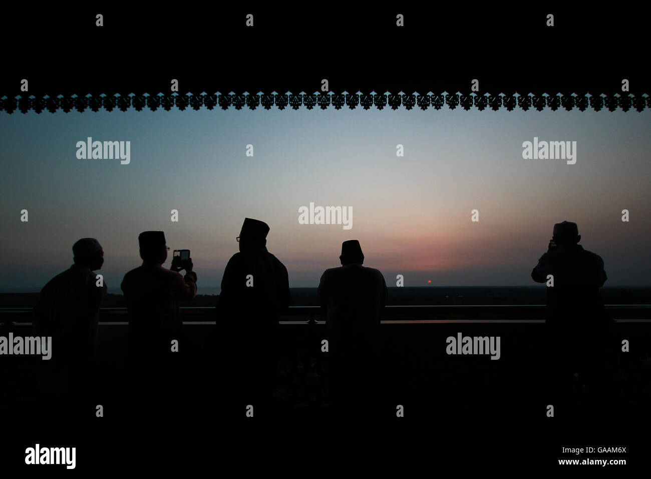 Kuala Selangor, Malaysia. 04th July, 2016. Officers from Malaysian Islamic authority install telescopes to sight the new moon crescent at the peak of Bukit Malawati. © Ady Abd Ropha/Pacific Press/Alamy Live News Stock Photo