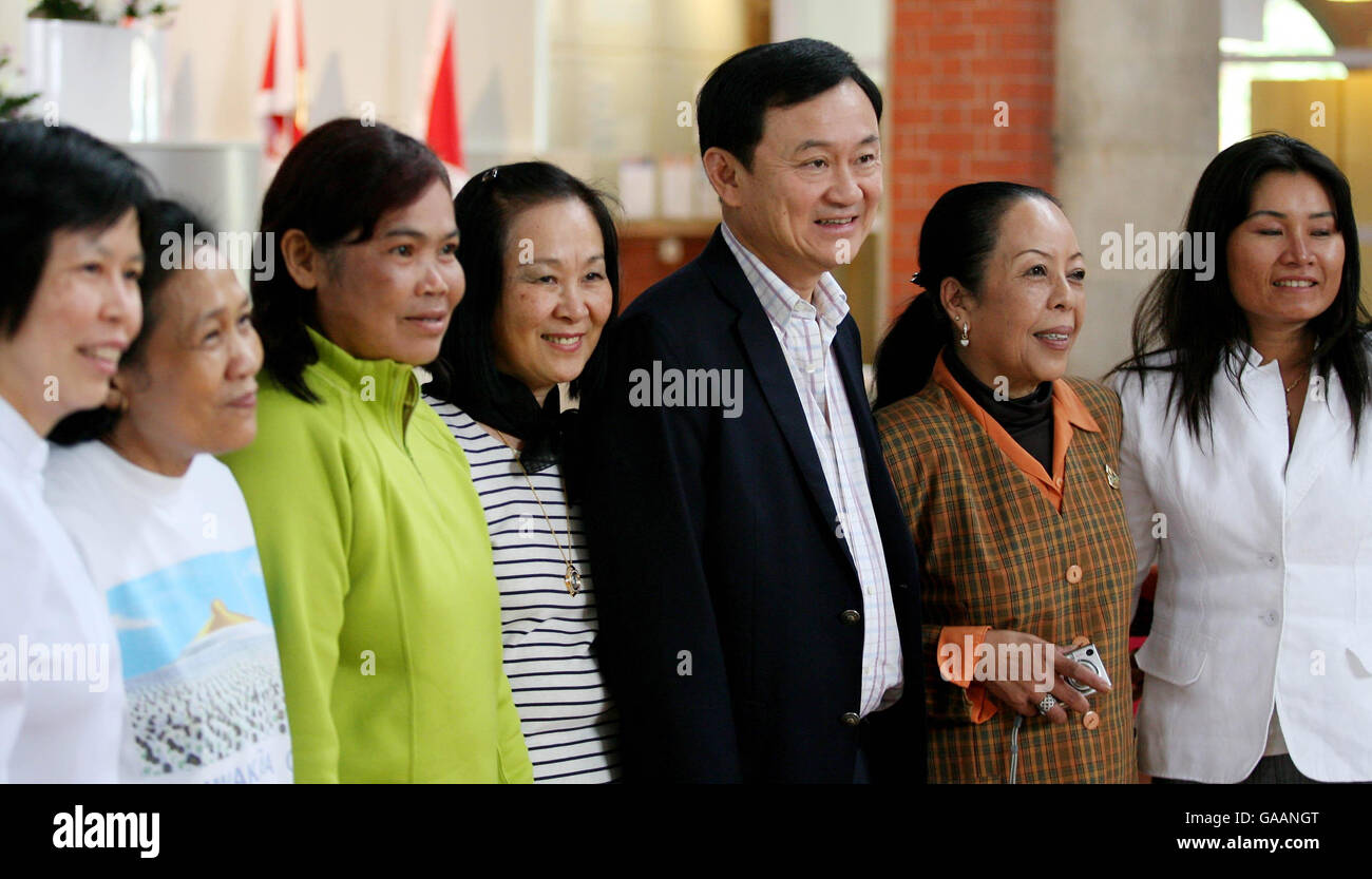 Thaksin Shinawatra visits Buddist centre Stock Photo