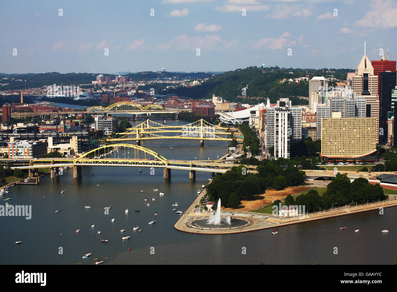 An Aerial view of the Pittsburgh, Pennsylvania skyline Stock Photo