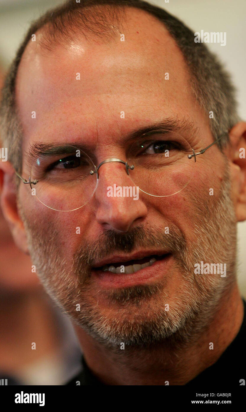 Steve Jobs, CEO of Apple, at the Apple store on Regent Street, London