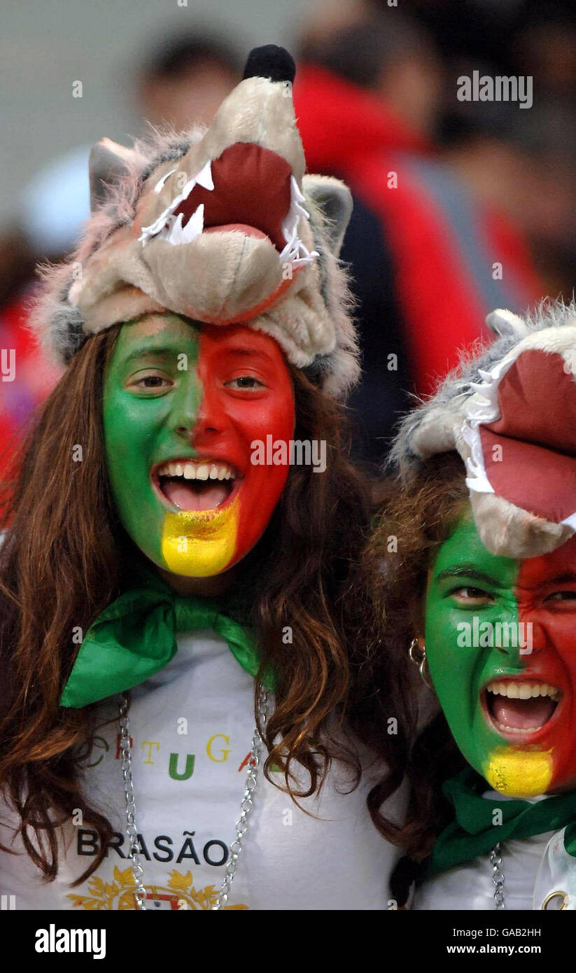 Portugese supporters cheer on their side ahead of the IRB Rugby World Cup Pool C match at Le Stade, Toulouse, France. Stock Photo