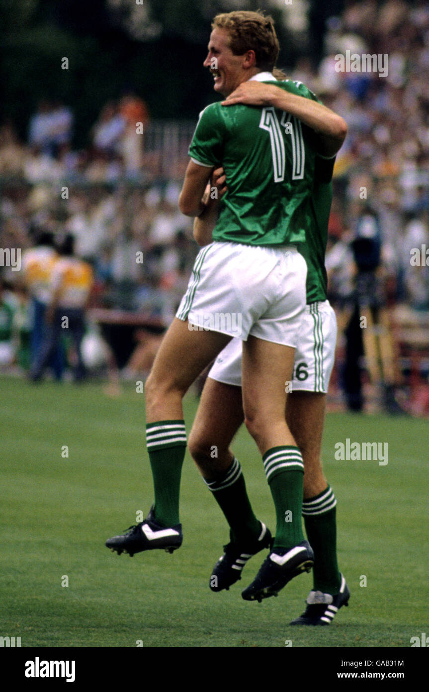 Northern Ireland's Billy Hamilton celebrates scoring one of his two goals  in the game Stock Photo - Alamy