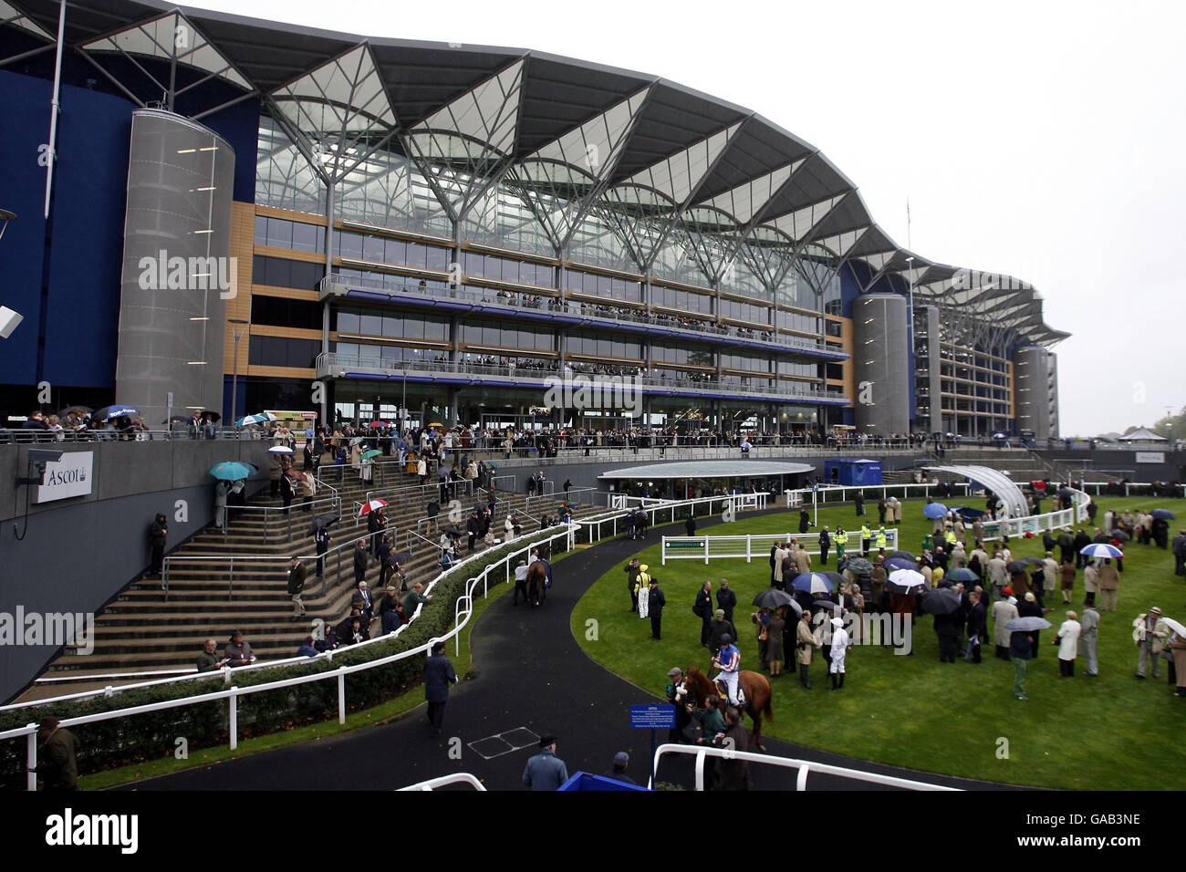 General view of the parade ring on Watership Down Stud Thoroughbred Breeders Day at Ascot Racecourse. Stock Photo