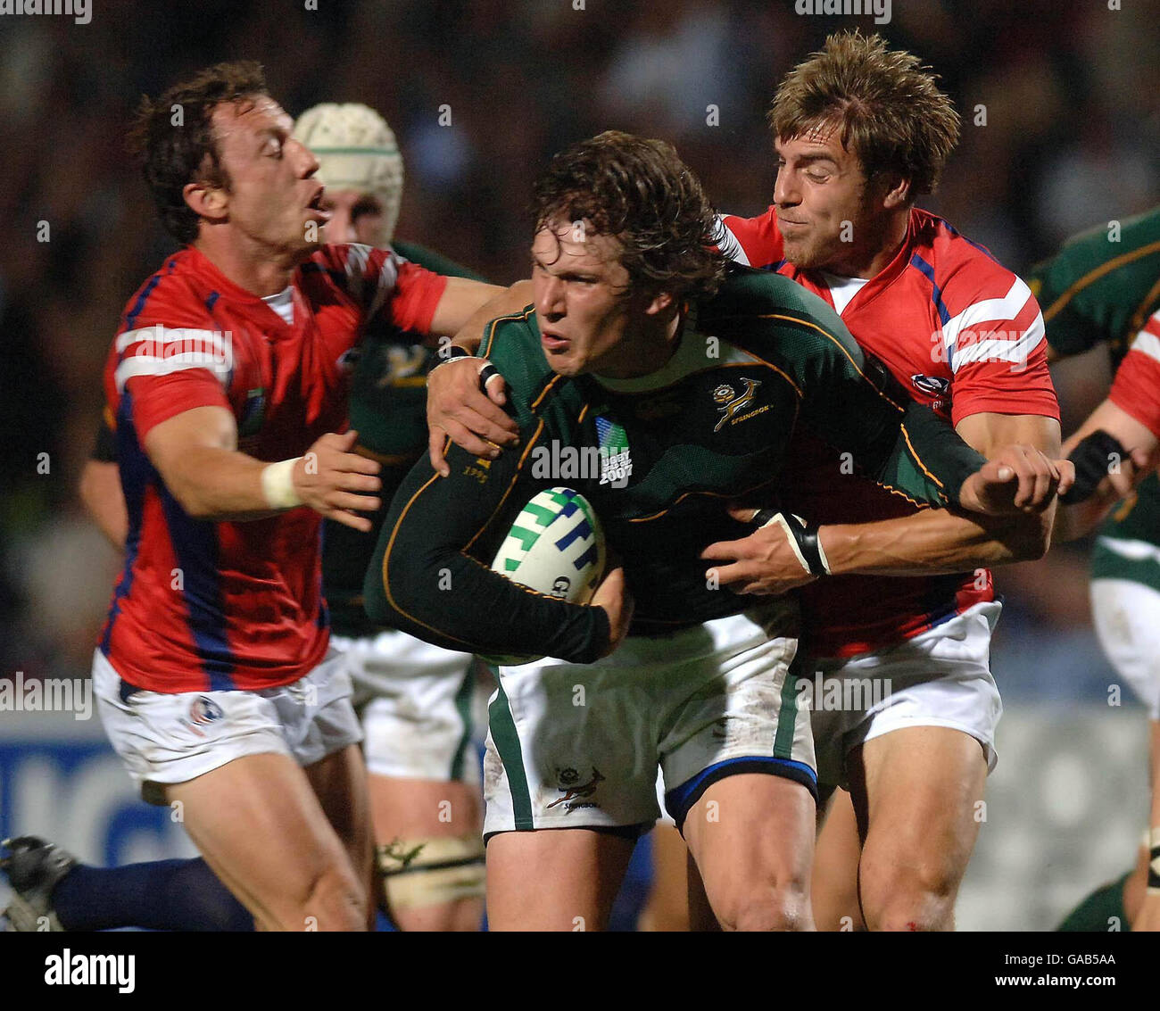 South Africa's Francois Steyn battles through during the IRB Rugby ...