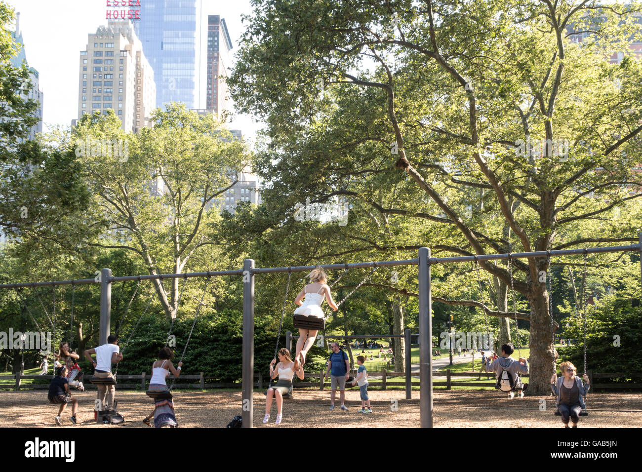 Swings at Heckscher Playground, Central Park, NYC Stock Photo Alamy