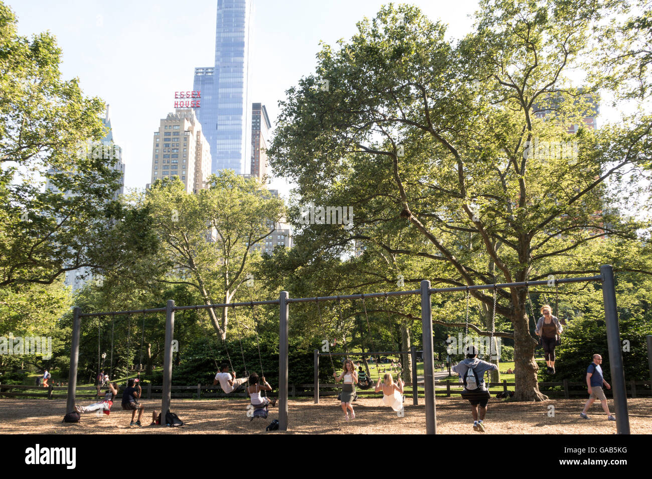 Swings at Heckscher Playground, Central Park, NYC Stock Photo Alamy