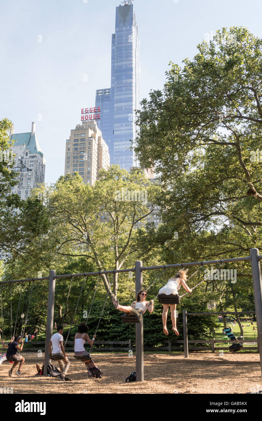 Swings at Heckscher Playground, Central Park, NYC Stock Photo Alamy
