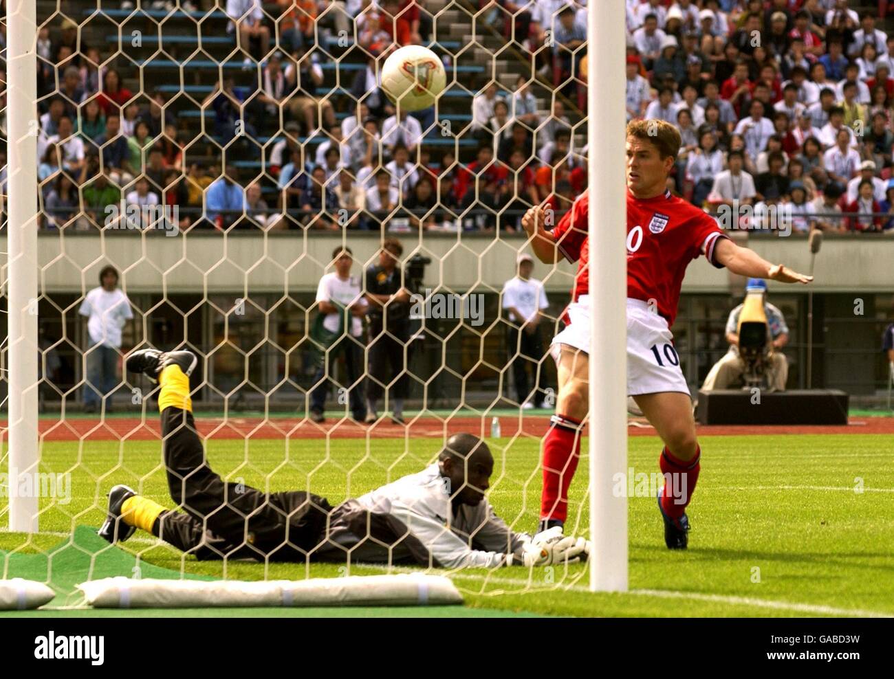 Michael Owen of England scores but the goal was ruled offside Stock ...
