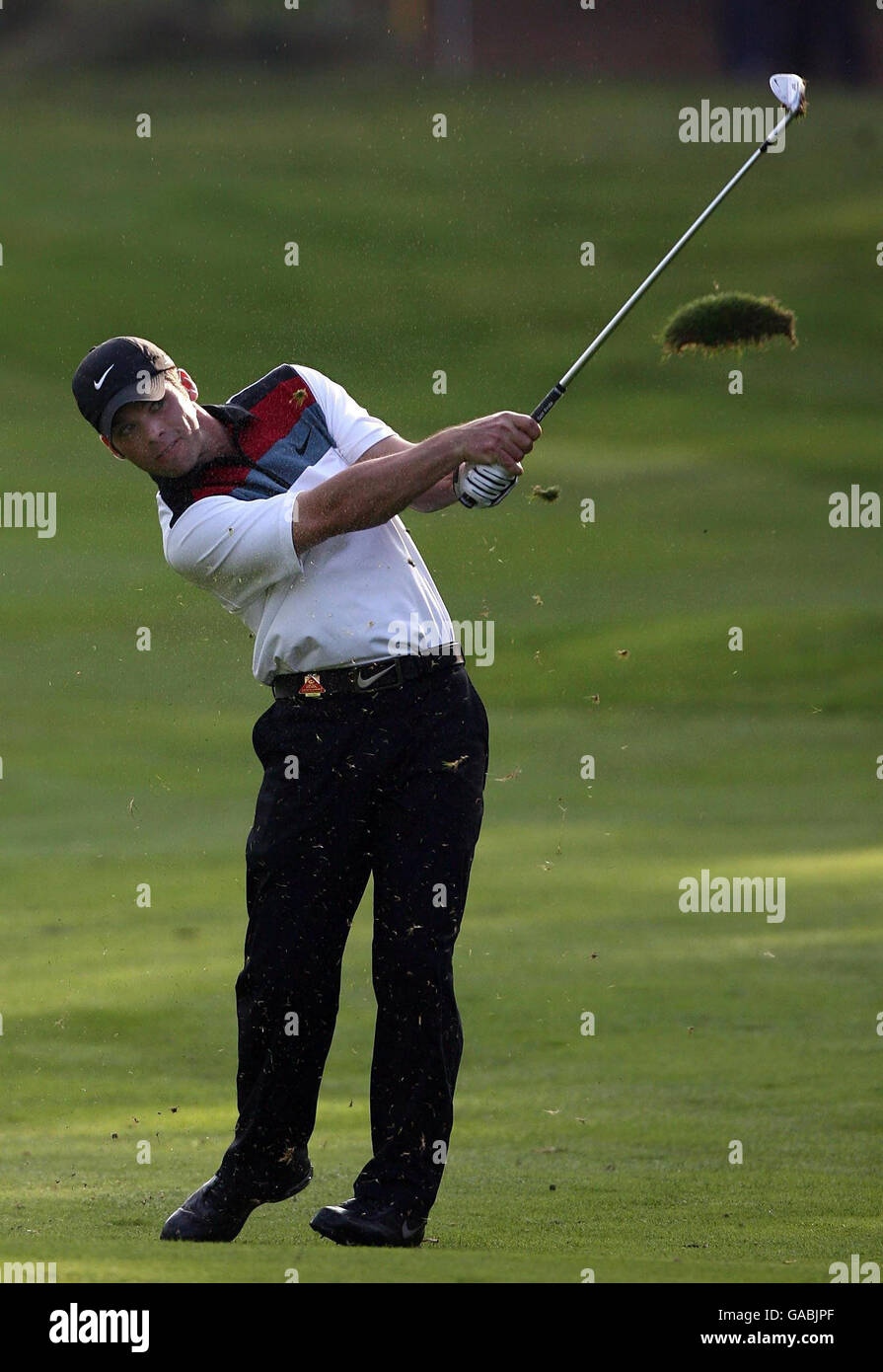 England's Paul Casey, defending champion, plays his 2nd shot on the 11th fairway as he beats Jerry Kelly (USA) 3 and 2 at Wentworth Club, Virginia Water, Surrey. Stock Photo