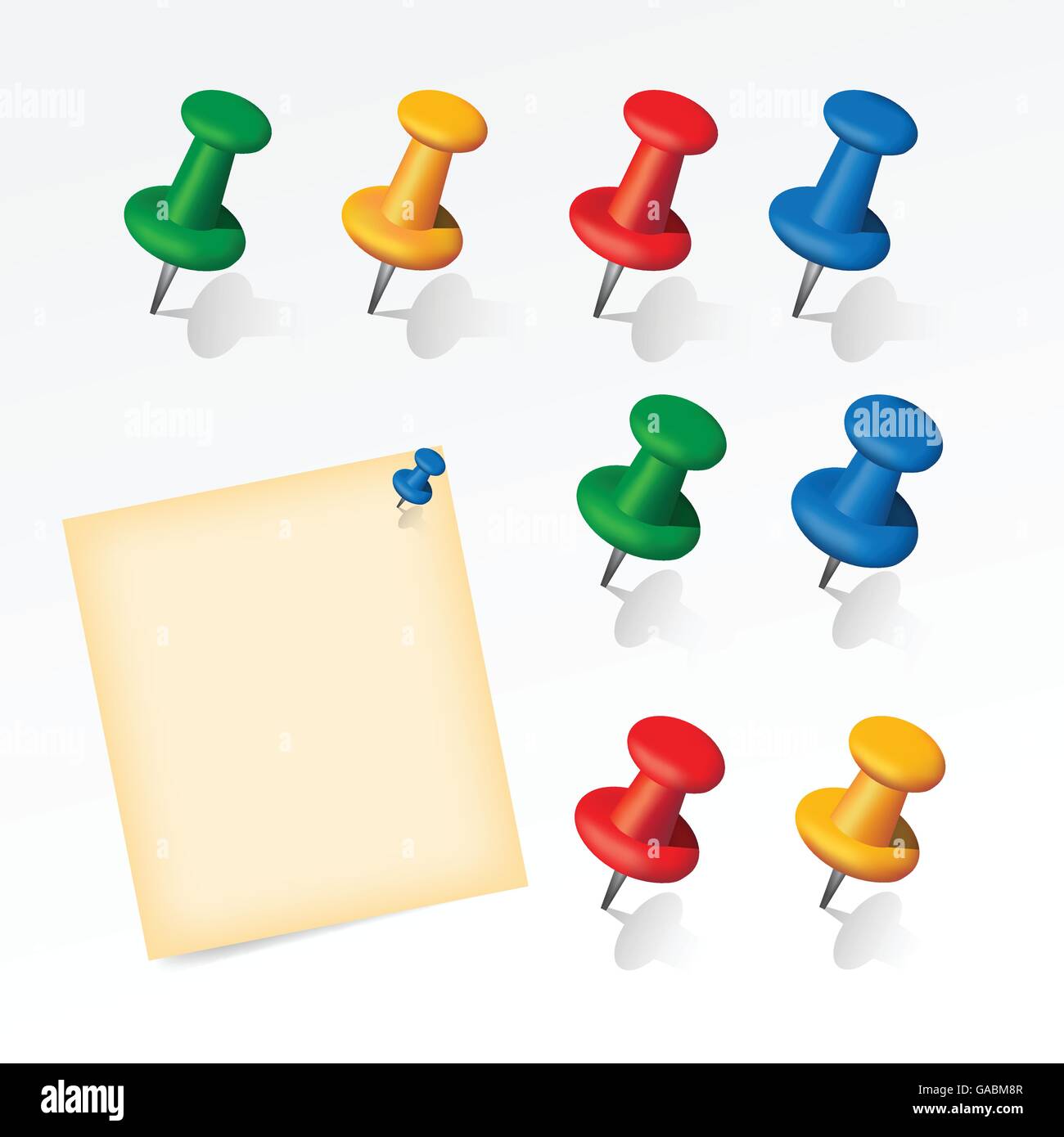 Colorful pins set with paper note Stock Vector Image & Art - Alamy