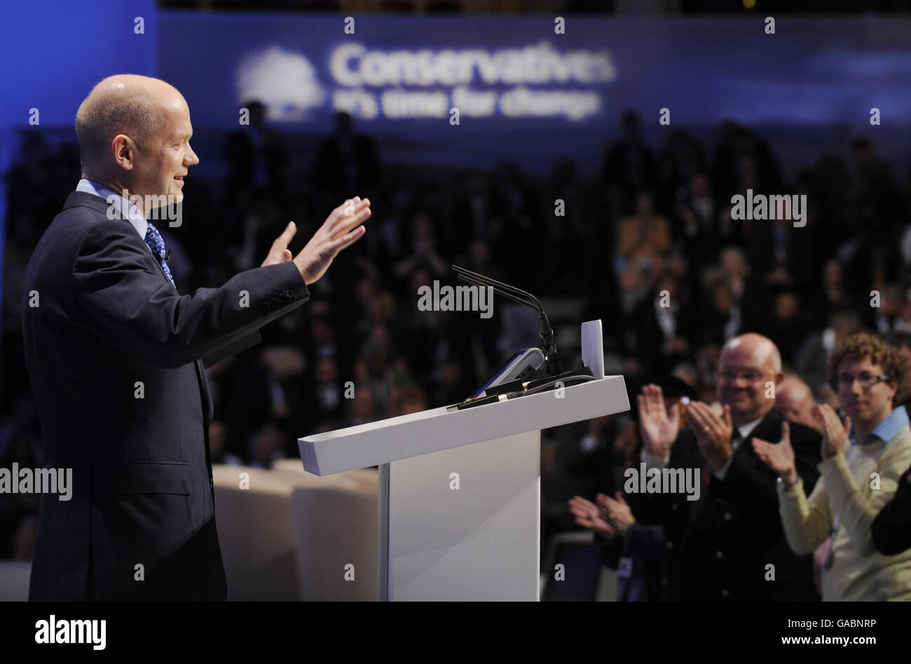 Conservative Shadow Foreign Secretary William Hague speaks at the Conservative Conference held at the winter Gardens in Blackpool. Stock Photo